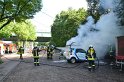 Wohnwagenbrand Koeln Rodenkirchen vor der Bruecke P130